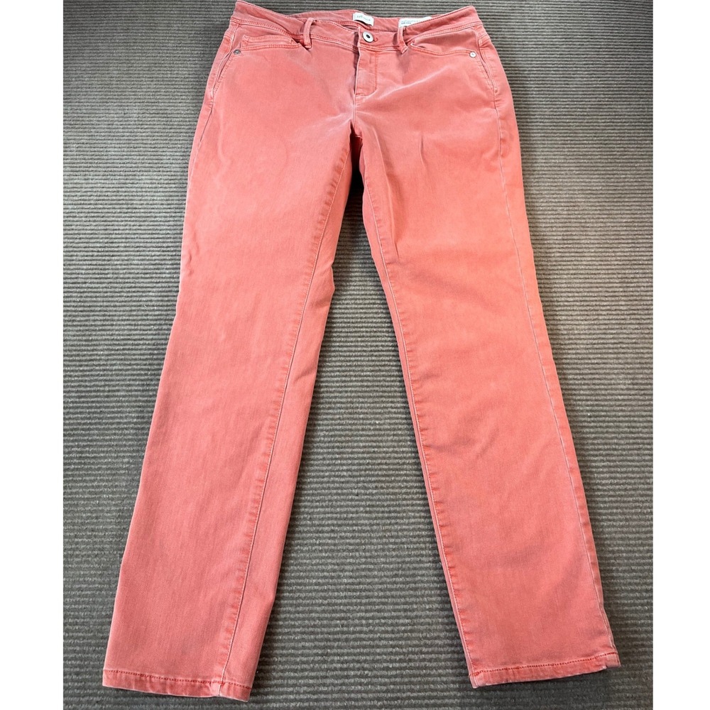 J. Jill Authentic Fit Slim Ankle Jeans Womens Sz 8 Coral Pink Stretch Preppy